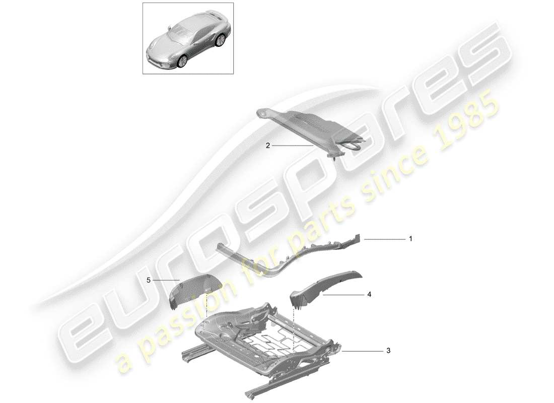 porsche 2016 (991-1 turbo) acolchado para asiento diagrama de piezas