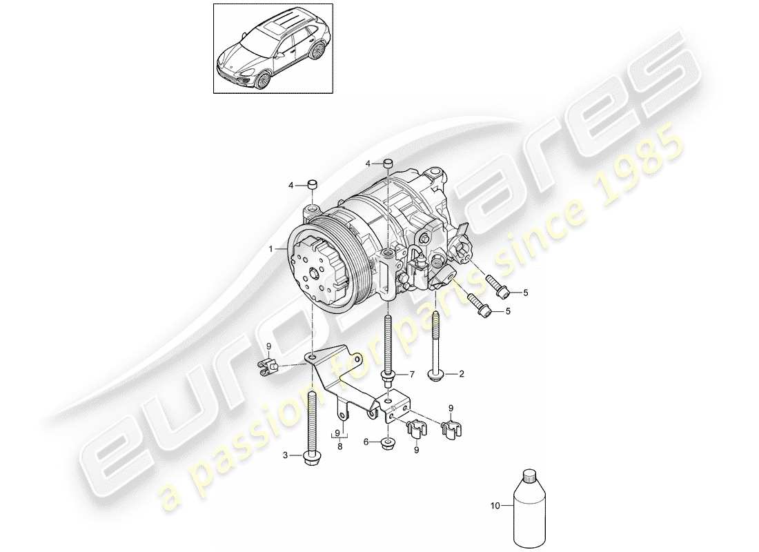 porsche 2014 (cayenne e2 92a) compresor diagrama de piezas