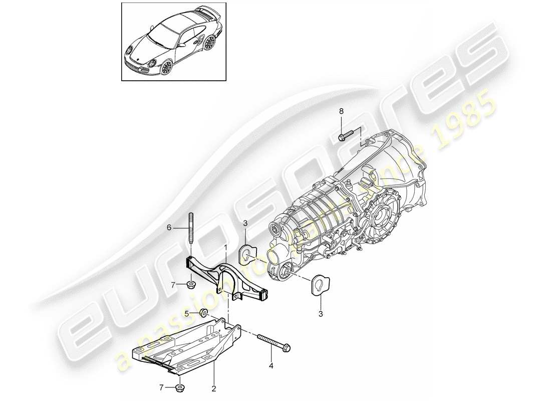 porsche 911 t/gt2rs (2011) diagrama de piezas de suspensión de transmisión