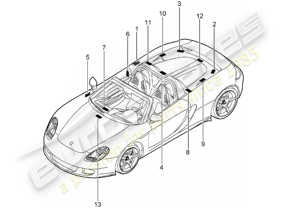porsche 2004 (carrera gt) señales/avisos diagrama de piezas