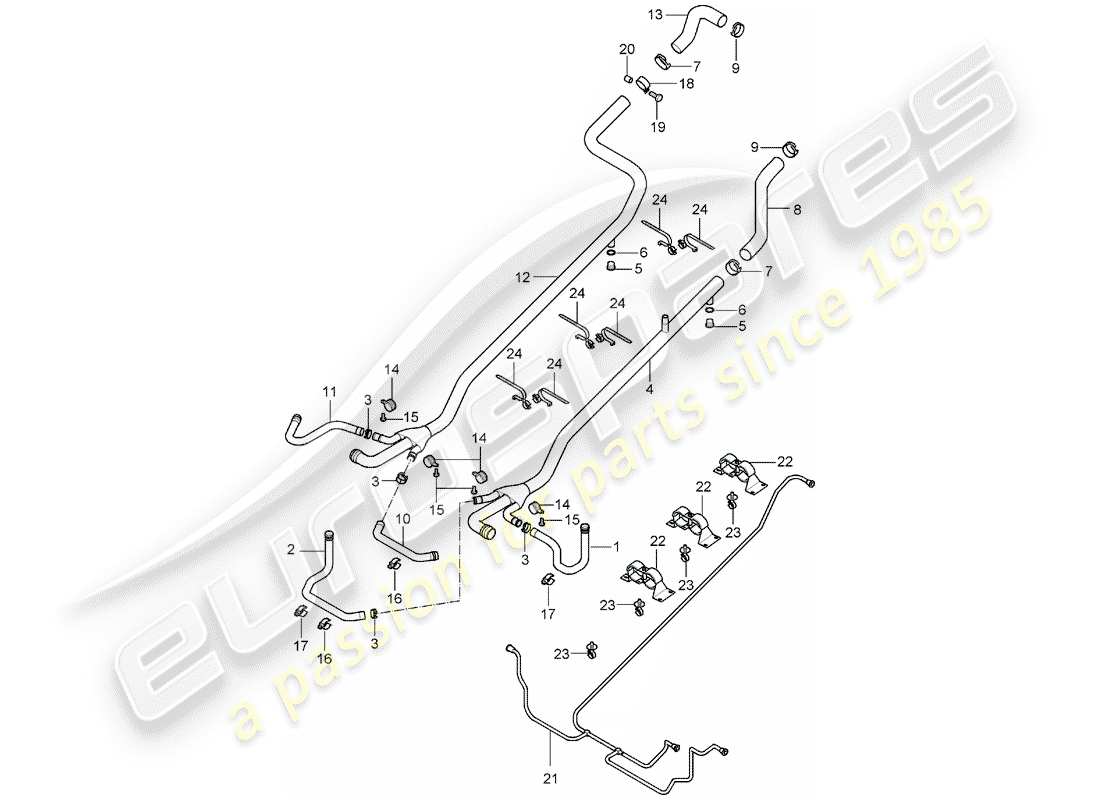 porsche 2004 (carrera gt) refrigeración por agua 1 diagrama de piezas