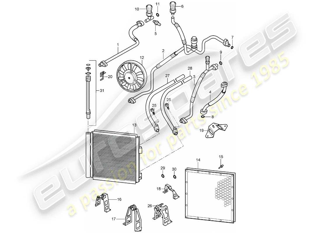 porsche 2004 (carrera gt) diagrama de piezas del circuito refrigerante