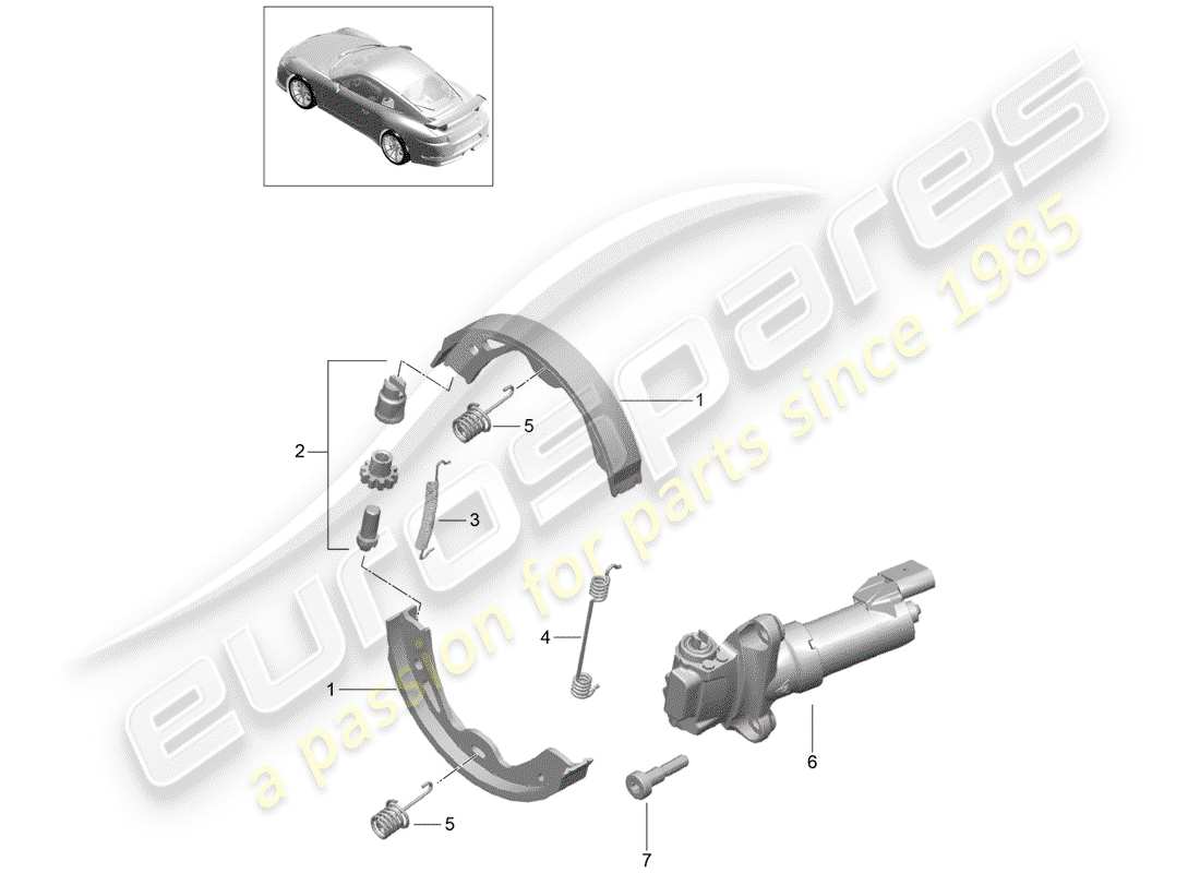 porsche 2015 (991-1 r/gt3/rs) parking brake diagrama de piezas
