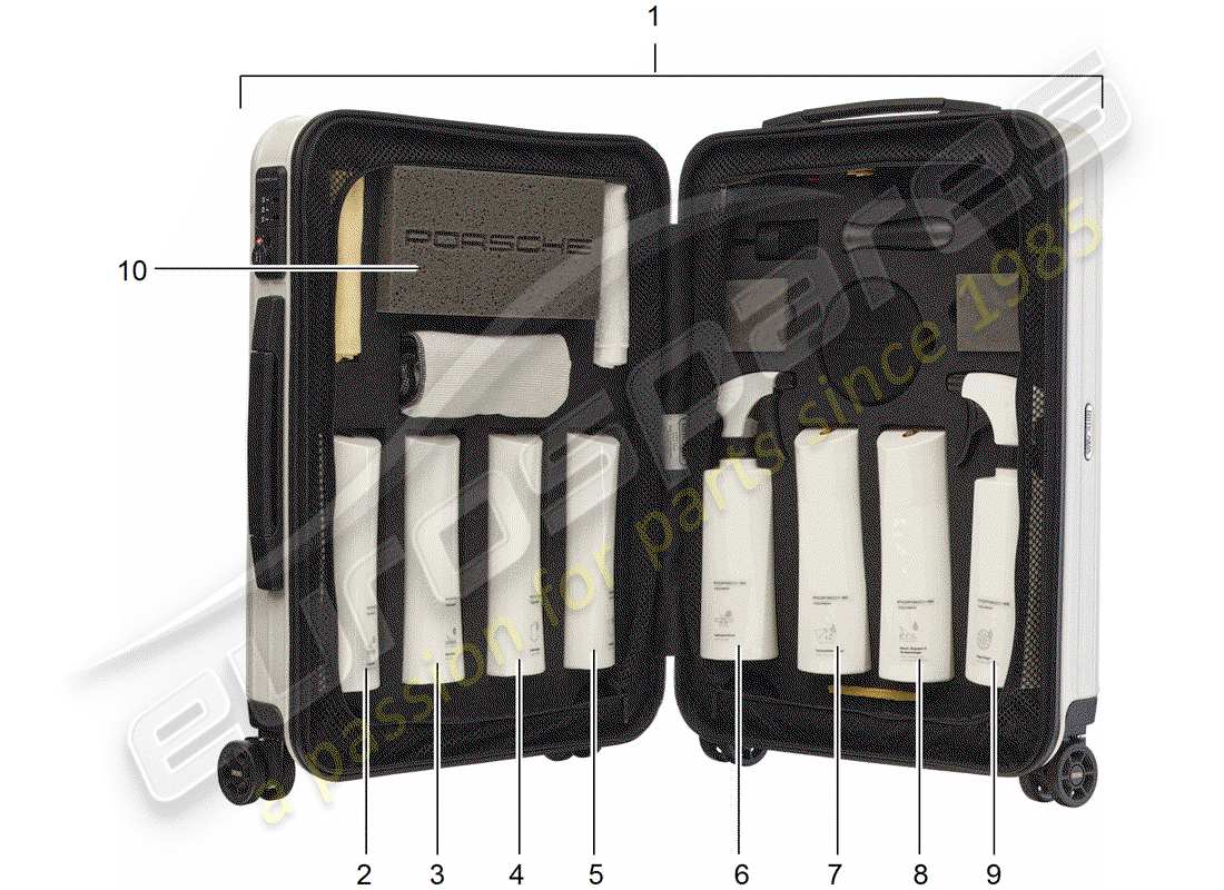 porsche 2014 (tequipment cayenne) agente de limpieza diagrama de piezas
