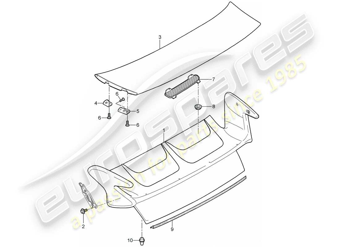 porsche 2005 (997-1) diagrama de piezas de la cubierta
