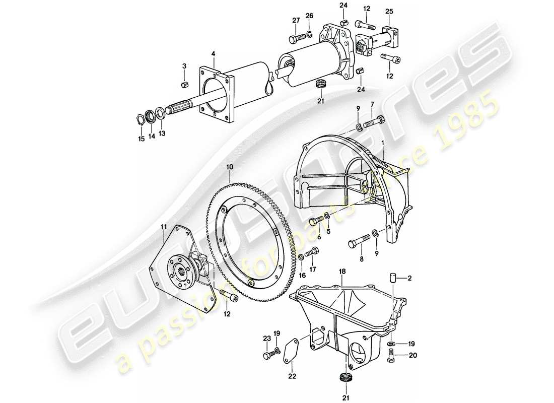 porsche 1981 (928) tubo central - transmisión automática diagrama de piezas