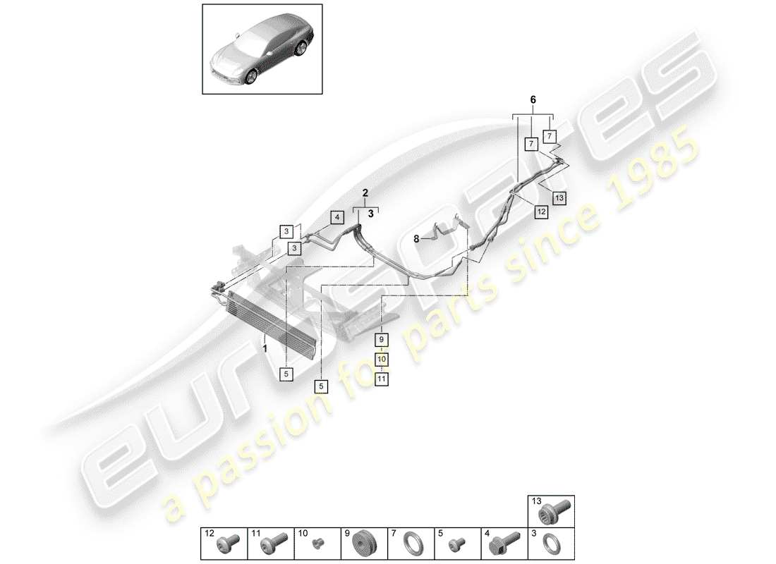 porsche 2017 (panamera 971-1) diagrama de piezas del enfriador de aceite de engranajes