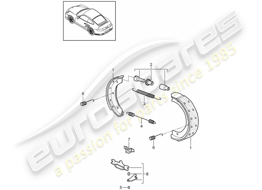 porsche 911 t/gt2rs (2013) diagrama de piezas del freno de mano