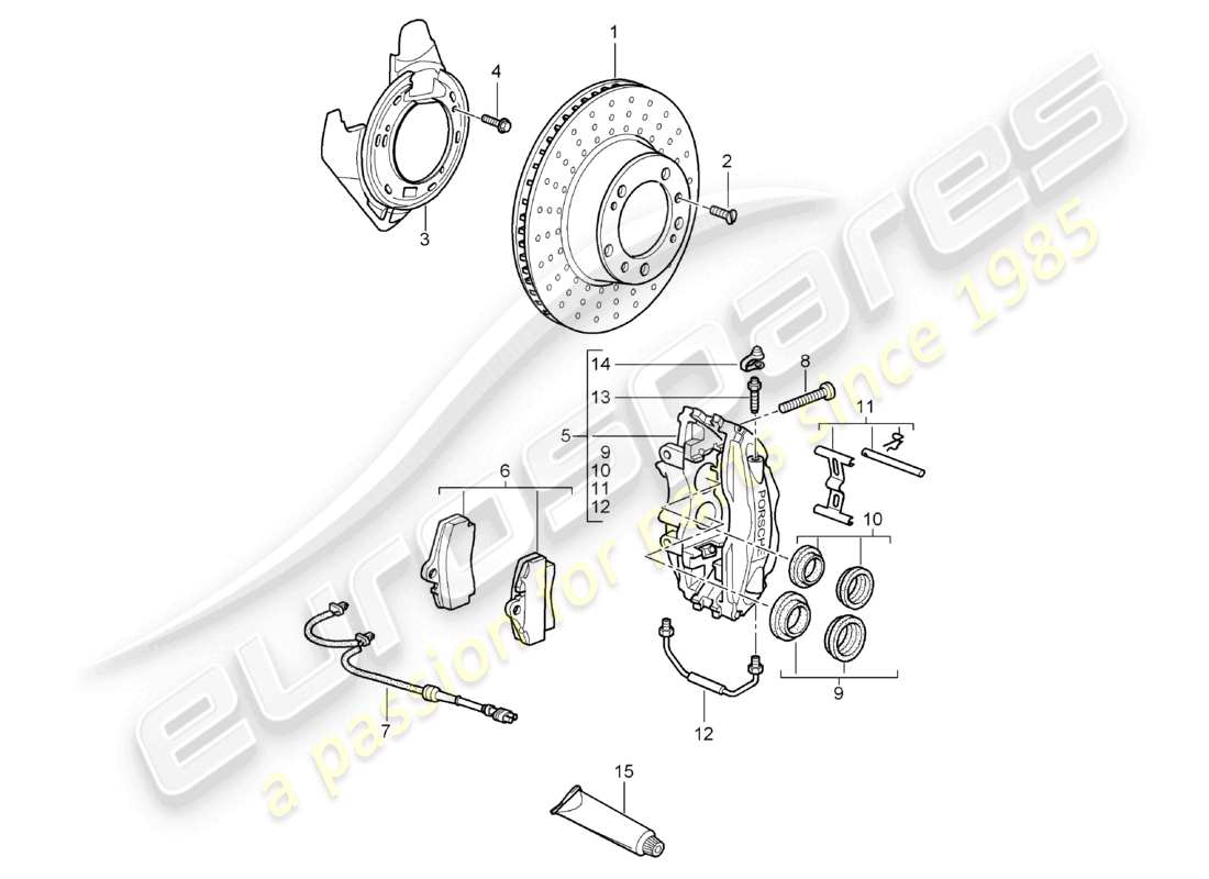 porsche 2007 (987 boxster) freno de disco eje trasero diagrama de piezas