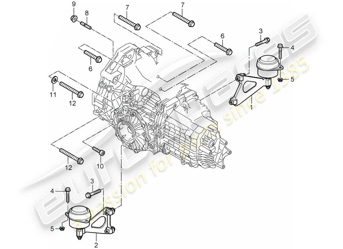 porsche 2007 (987 boxster) diagrama de piezas de la caja de cambios manual