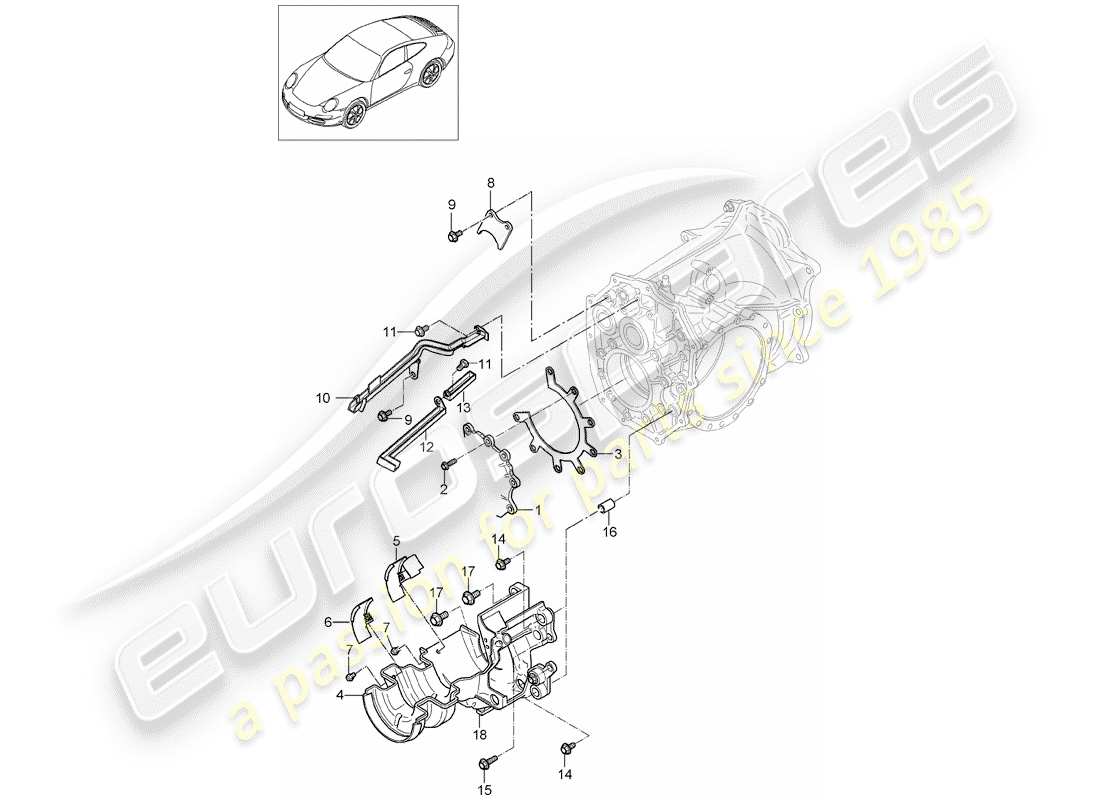 porsche 2011 (997-2) engranajes y ejes diagrama de piezas