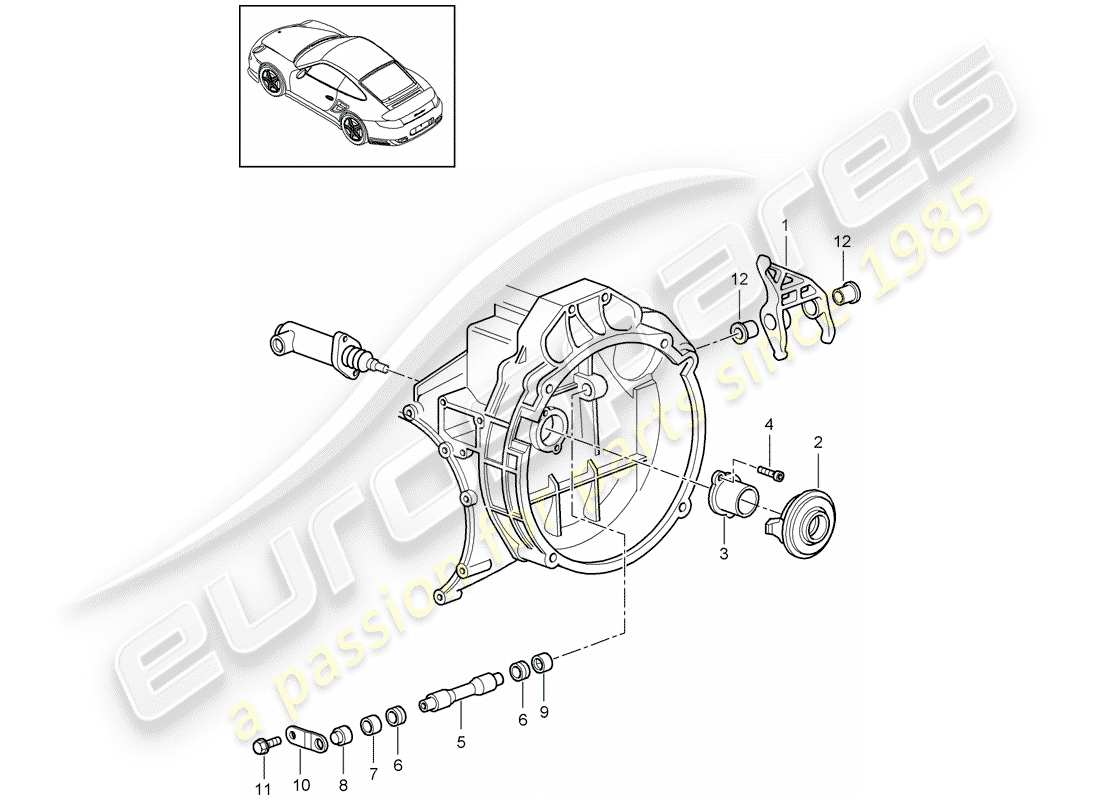 porsche 2013 (997-2 turbo / gt2 rs) liberación del embrague diagrama de piezas