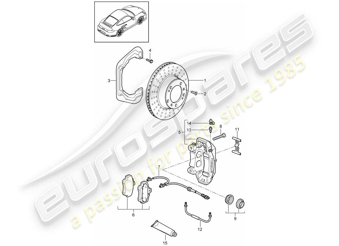 porsche 2013 (997-2 turbo / gt2 rs) frenos de disco diagrama de piezas