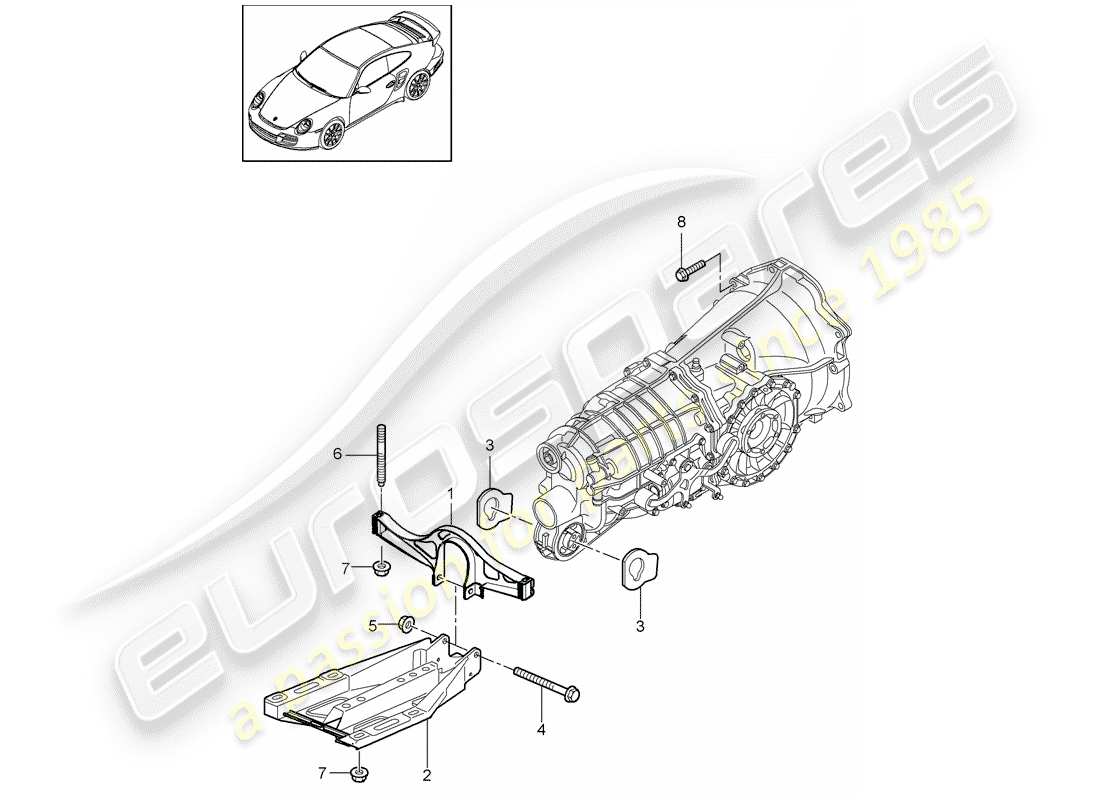 porsche 2013 (997-2 turbo / gt2 rs) diagrama de piezas de suspensión de transmisión