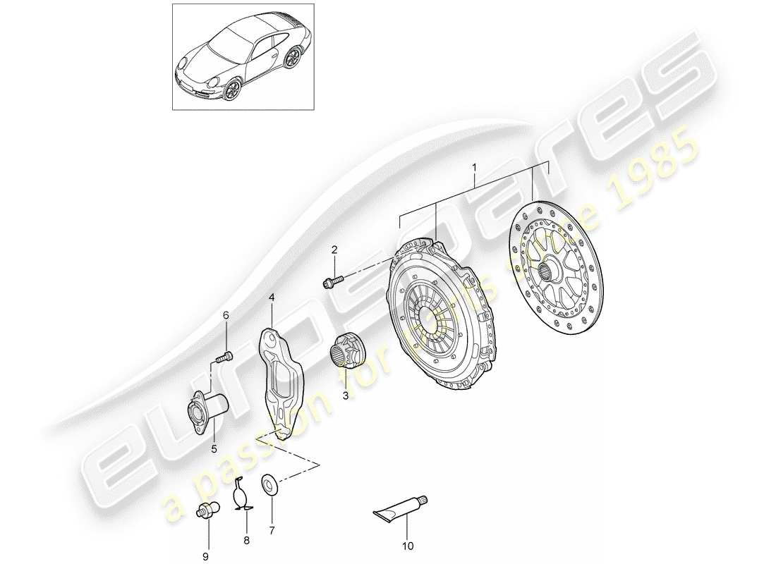 porsche 2011 (997-2) embrague diagrama de piezas