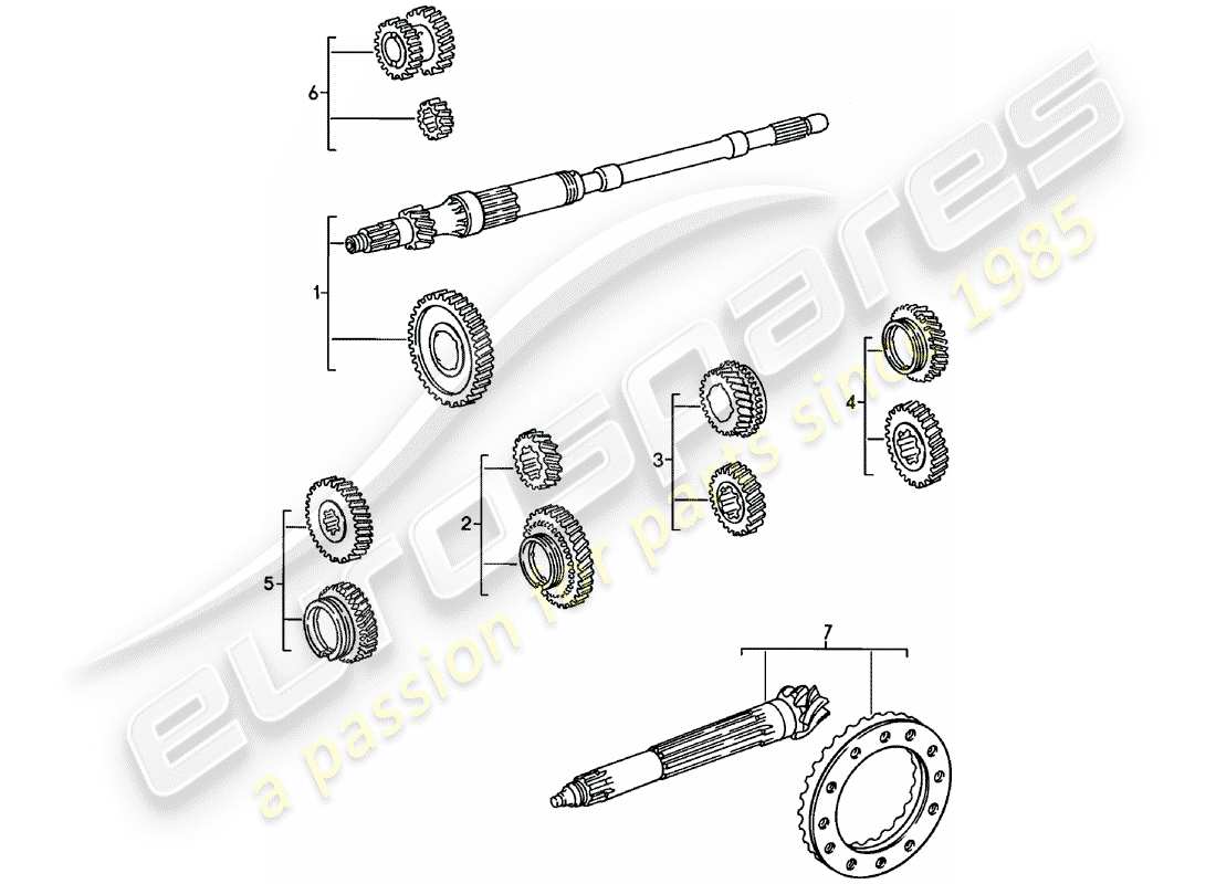 porsche 1979 (911) juegos de ruedas de engranajes - 5. - velocidad - transmisión diagrama de piezas