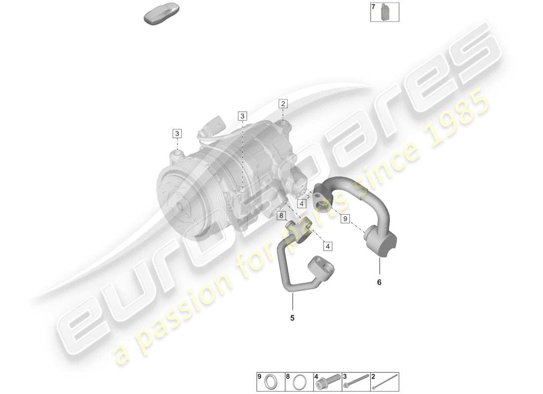 porsche 2019 (992-1) compresor de aire acondicionado diagrama de piezas