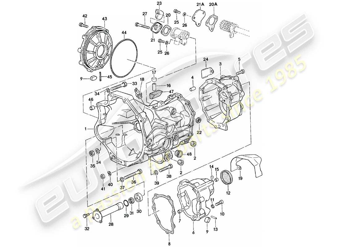porsche 1981 (924) transmision de repuesto - caja de transmision - caja de cambios manual - vq vr uv md - me mf mb mx - 4q 5q 6q - d - mj 1981>> diagrama de partes