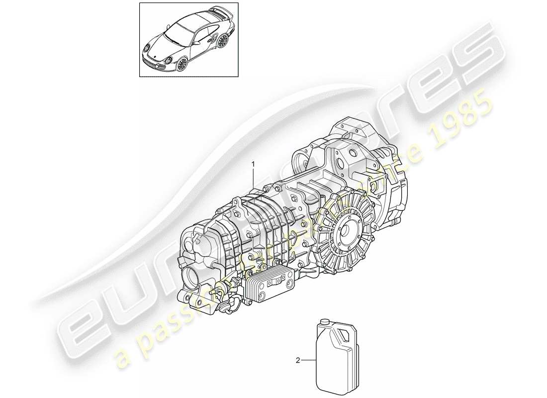 porsche 2012 (997-2 turbo / gt2 rs) transmisión de repuesto diagrama de piezas