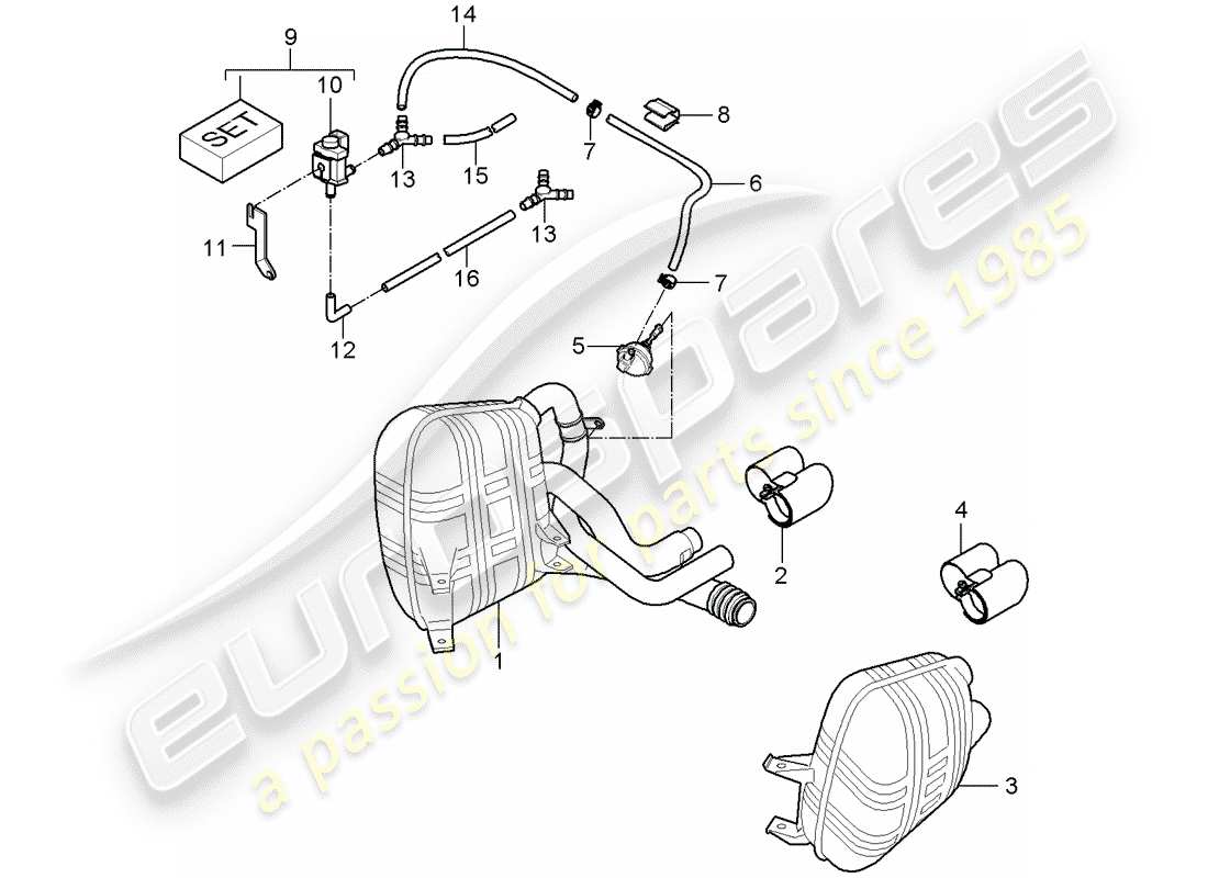 porsche 2005 (997-1) sistema de escape diagrama de piezas