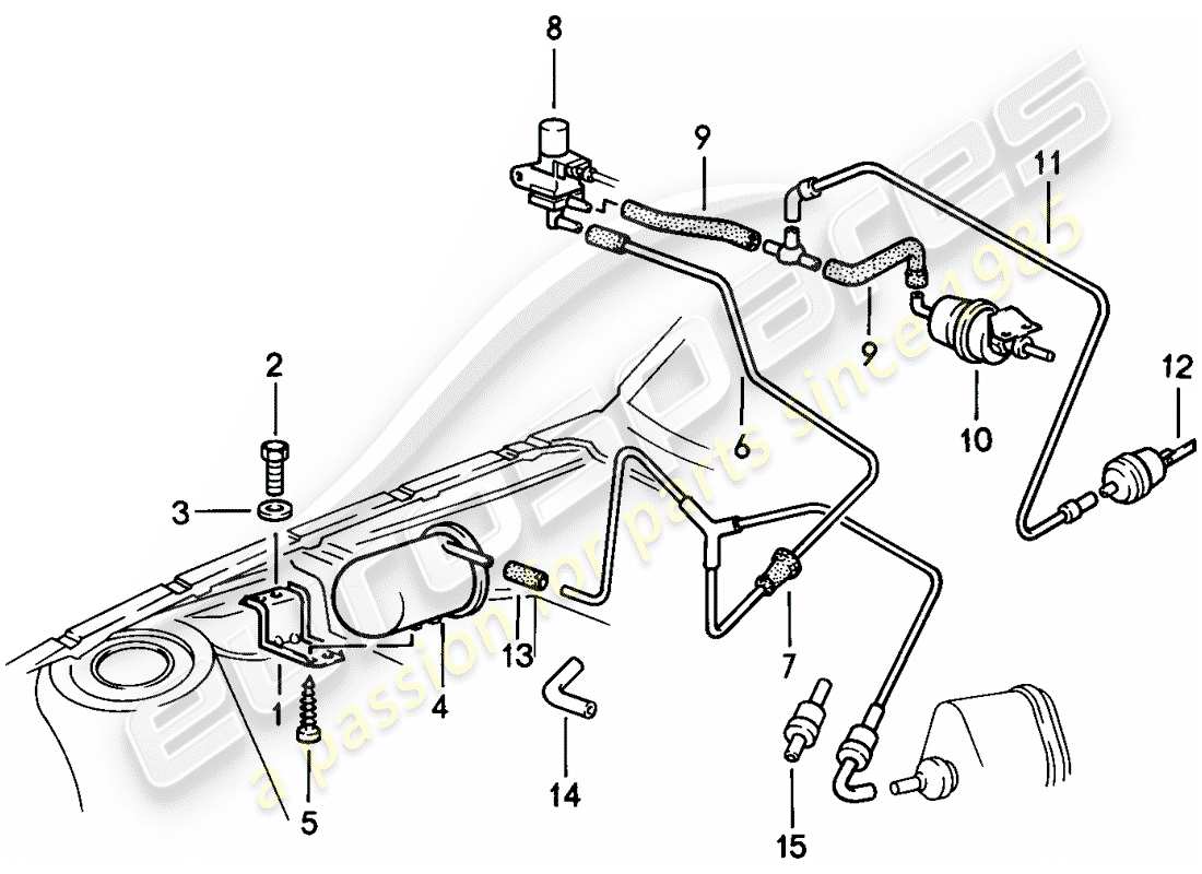 porsche 1982 (944) control de vacío diagrama de piezas