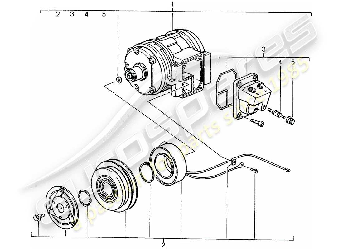 porsche 993 (1997) diagrama de piezas del compresor