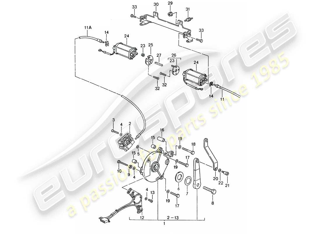 porsche 993 (1997) top convertible - mecanismo de conducción diagrama de piezas