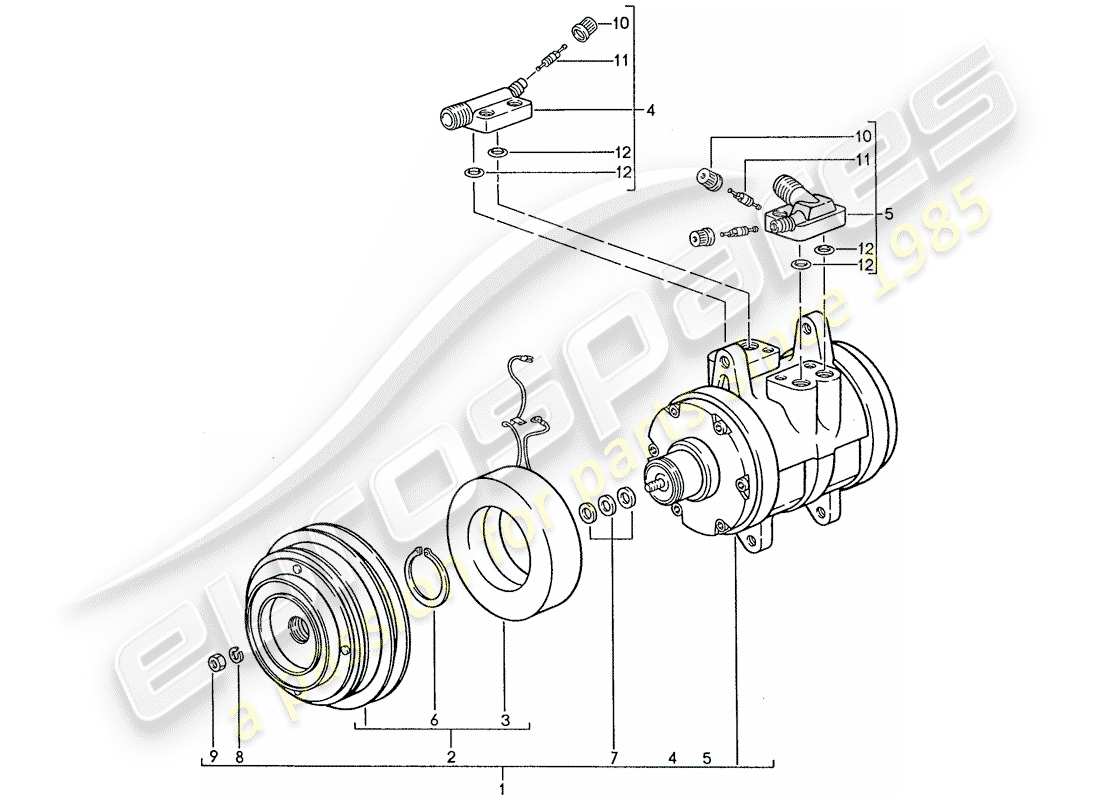 porsche 1991 (928) aire acondicionado - compresor diagrama de piezas