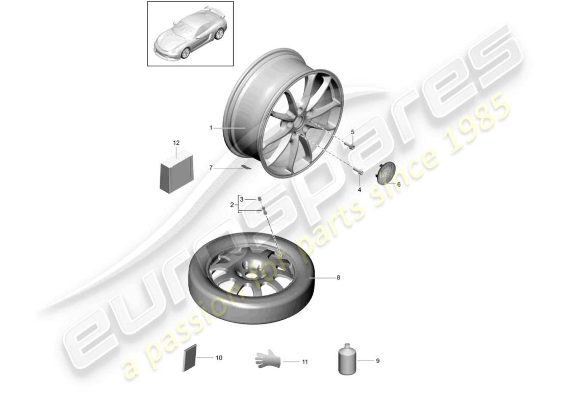 un diagrama de piezas del catálogo de piezas porsche 2016 (981 cayman gt4)