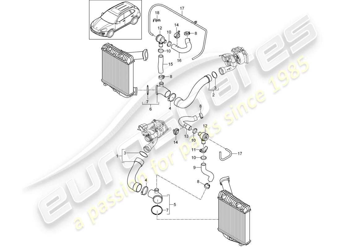 un diagrama de piezas del catálogo de piezas porsche 2017 (cayenne e2 92a)