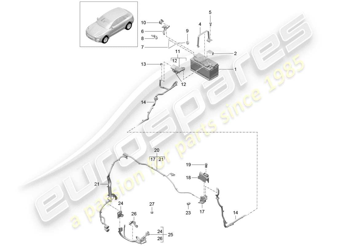 diagrama de pieza que contiene el número de pieza 95b971925