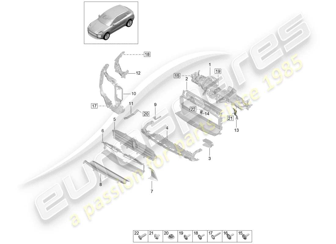 un diagrama de piezas del catálogo de piezas porsche 2020 (macan)