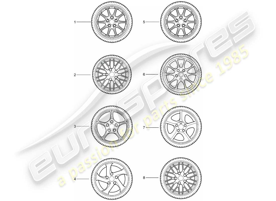 un diagrama de piezas del catálogo de piezas porsche 2005 (tequipment)