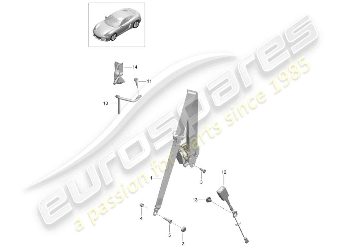 un diagrama de piezas del catálogo de piezas porsche 2015 (981 cayman)