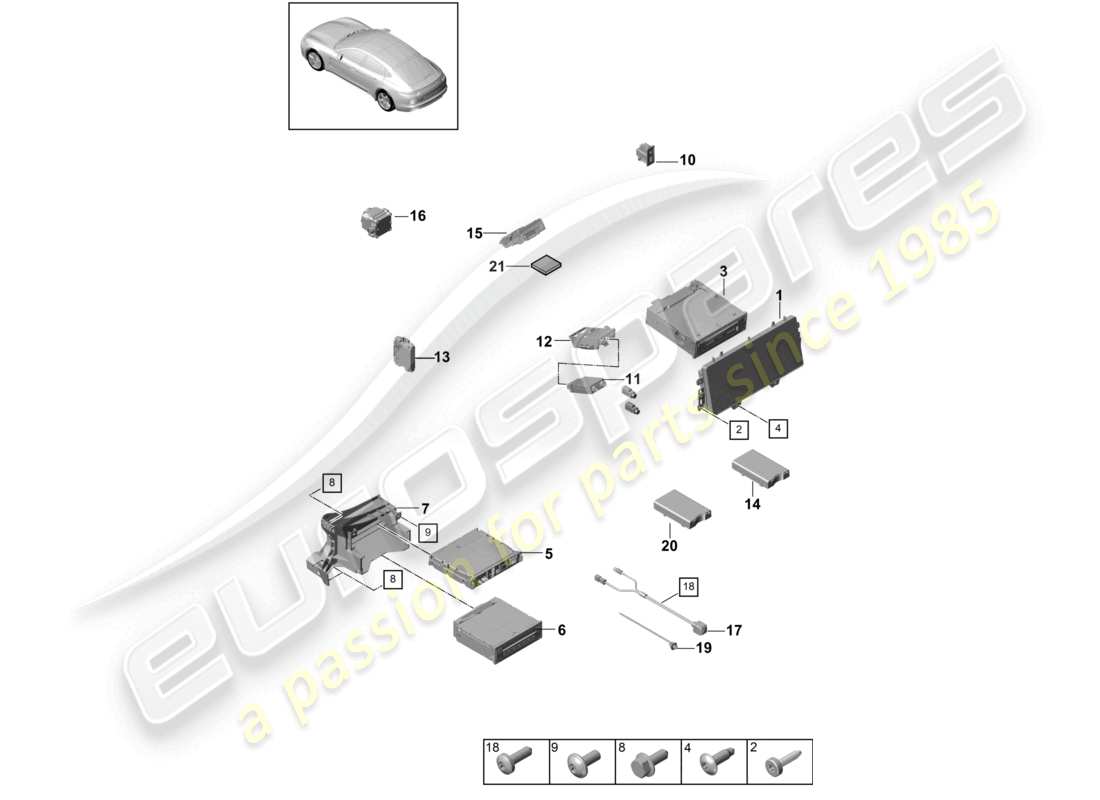 un diagrama de piezas del catálogo de piezas porsche 2018 (panamera 971-1)