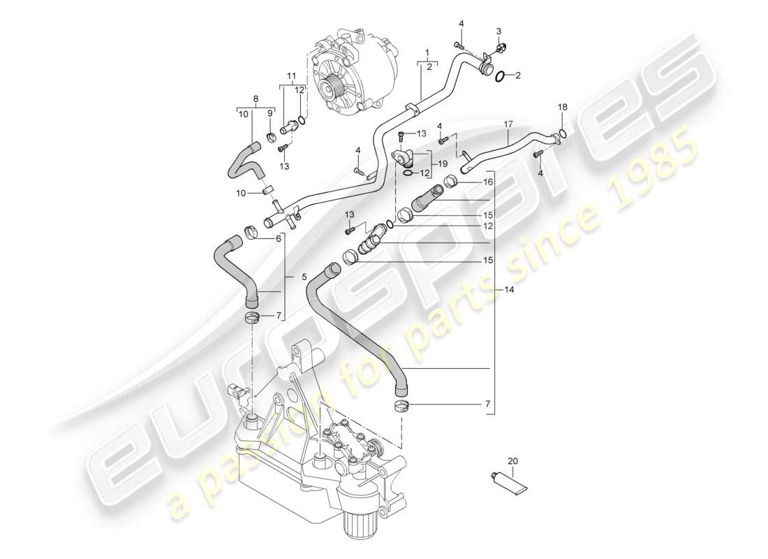 un diagrama de piezas del catálogo de piezas porsche 2005 (cayenne e1 9pa)