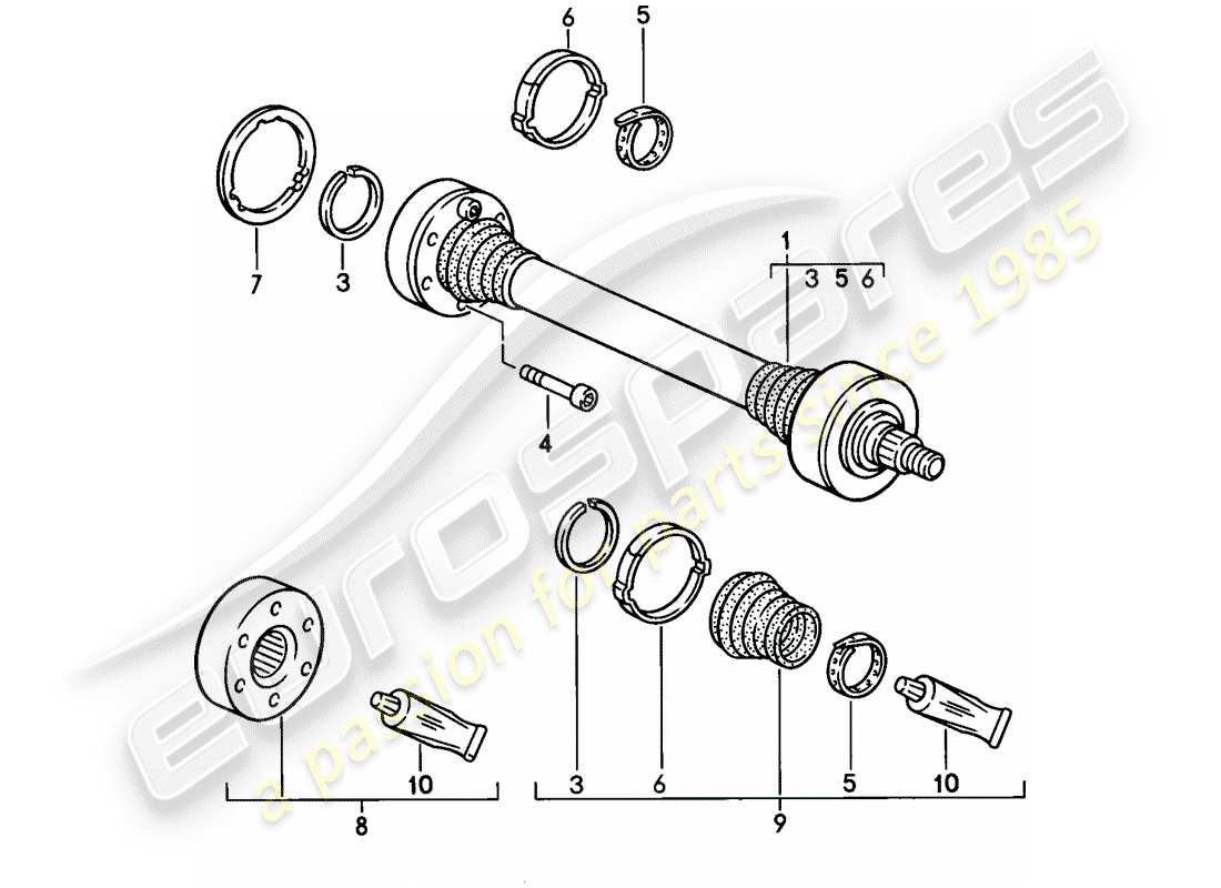 un diagrama de piezas del catálogo de piezas porsche 1983 (928)
