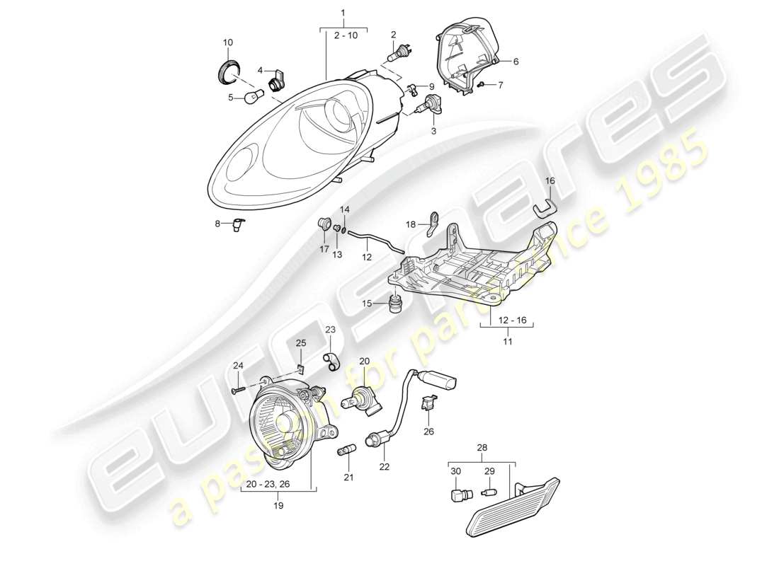 un diagrama de piezas del catálogo de piezas porsche 2006 (987 cayman)