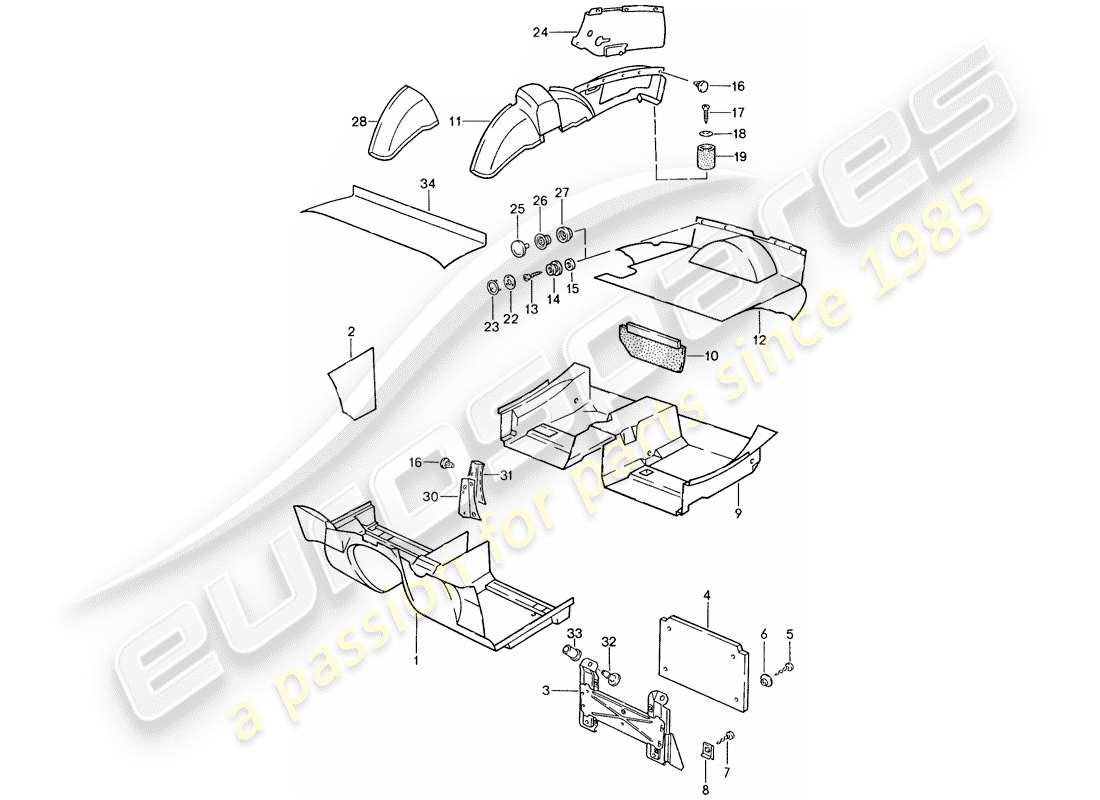 un diagrama de piezas del catálogo de piezas porsche 1989 (944)