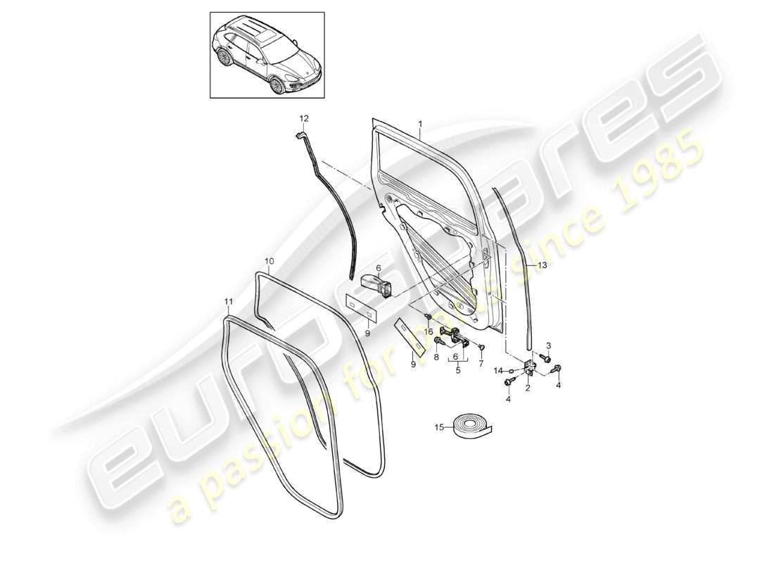 un diagrama de piezas del catálogo de piezas porsche 2017 (cayenne e2 92a)
