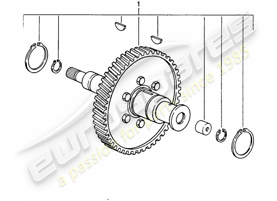 un diagrama de piezas del catálogo de piezas porsche 1975 (refurbished and exchange catalogue)