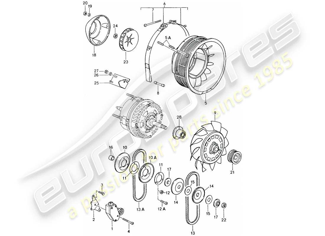 un diagrama de piezas del catálogo de piezas porsche 1991 (964)