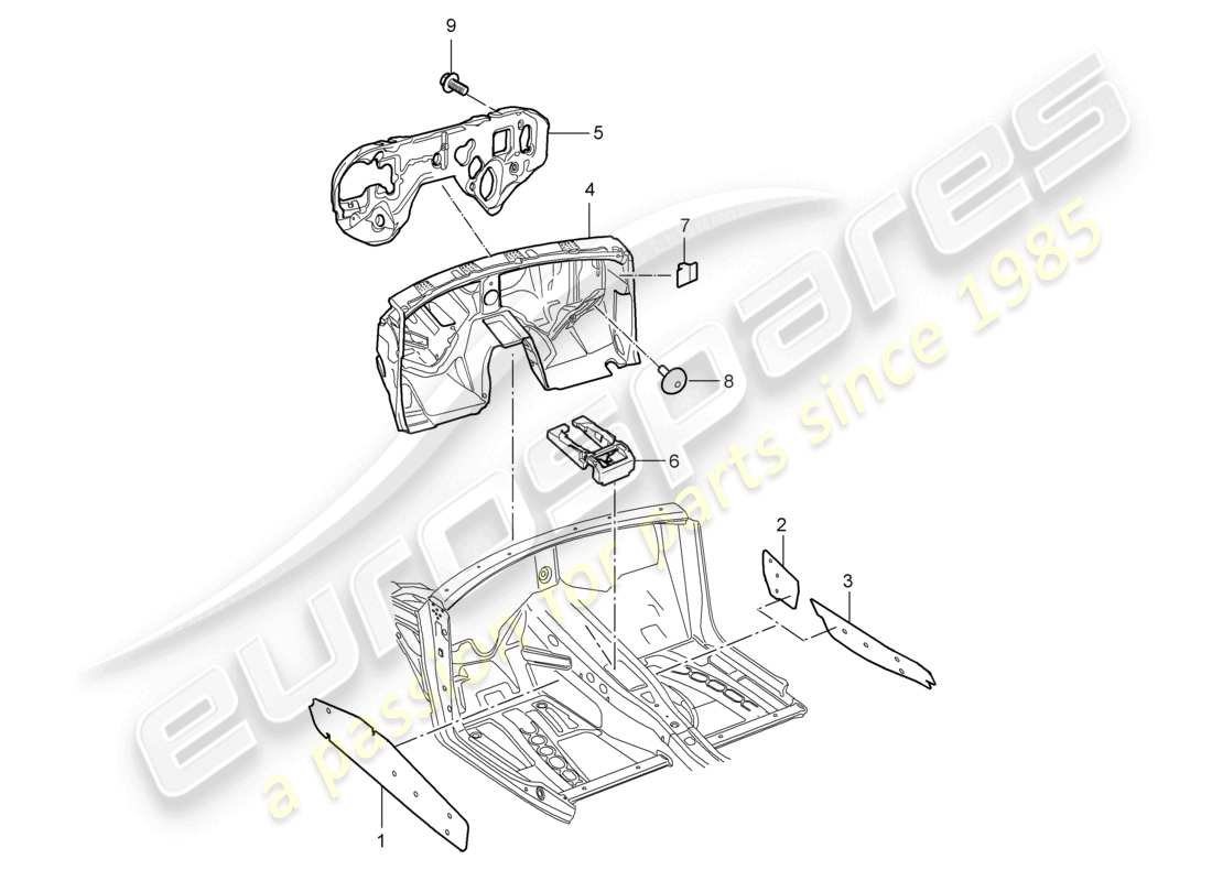 un diagrama de piezas del catálogo de piezas porsche 2008 (cayenne e1 9pa)