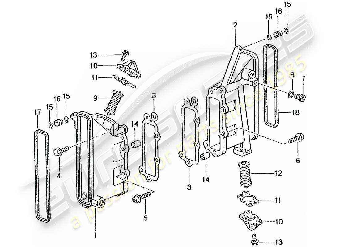 un diagrama de piezas del catálogo de piezas porsche 2005 (996 gt3)