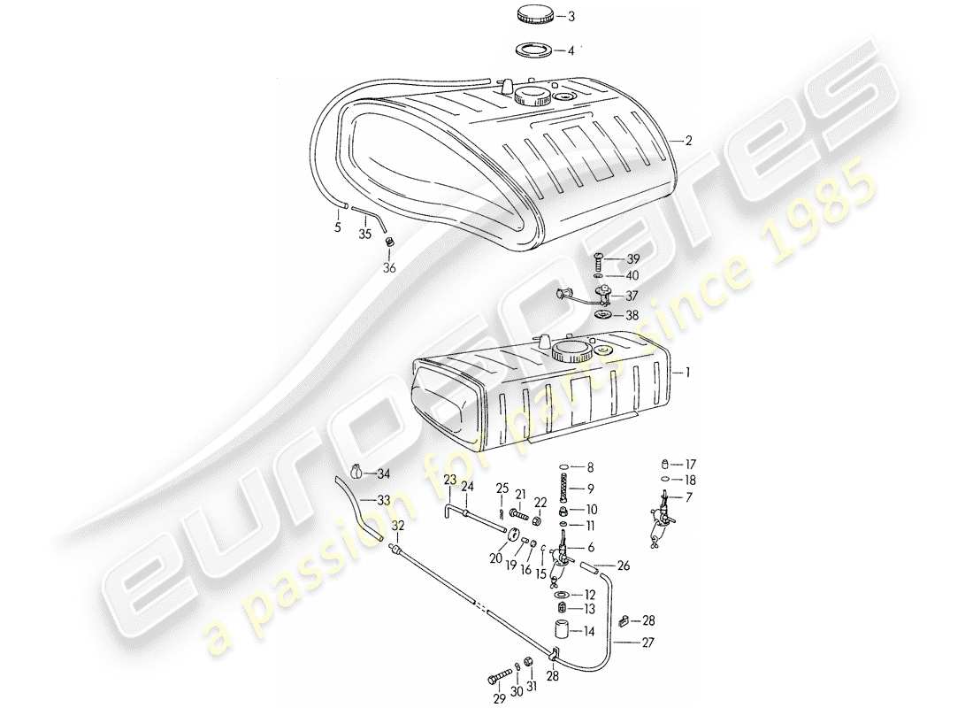 un diagrama de piezas del catálogo de piezas porsche 1958 (356/356a)