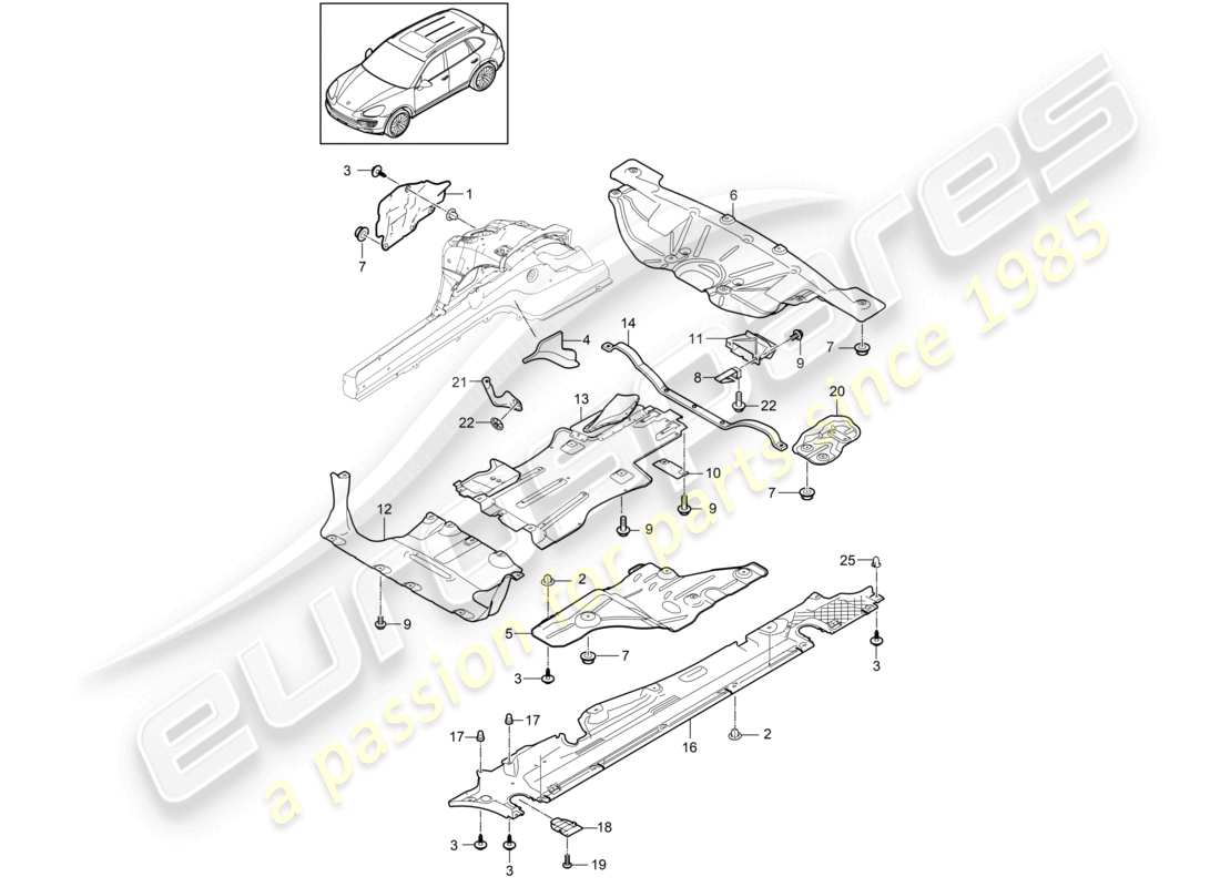 un diagrama de piezas del catálogo de piezas porsche 2016 (cayenne e2 92a)