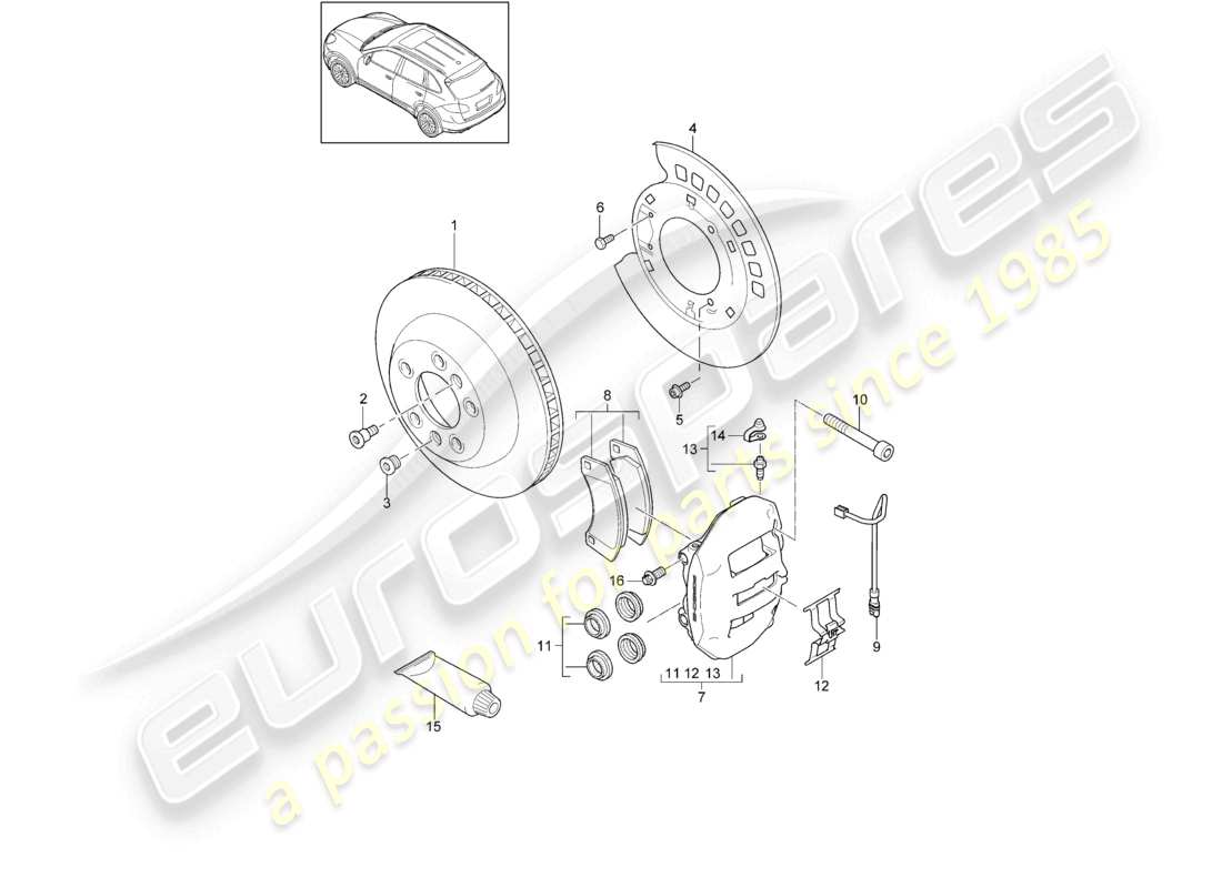 un diagrama de piezas del catálogo de piezas porsche 2014 (cayenne e2 92a)