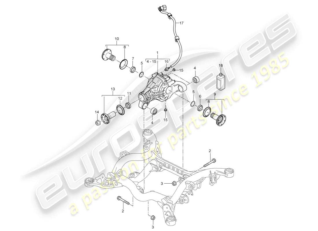 un diagrama de piezas del catálogo de piezas porsche 2005 (cayenne e1 9pa)
