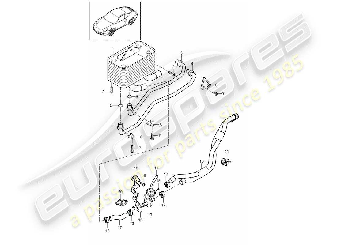 un diagrama de piezas del catálogo de piezas porsche 2010 (997-2)