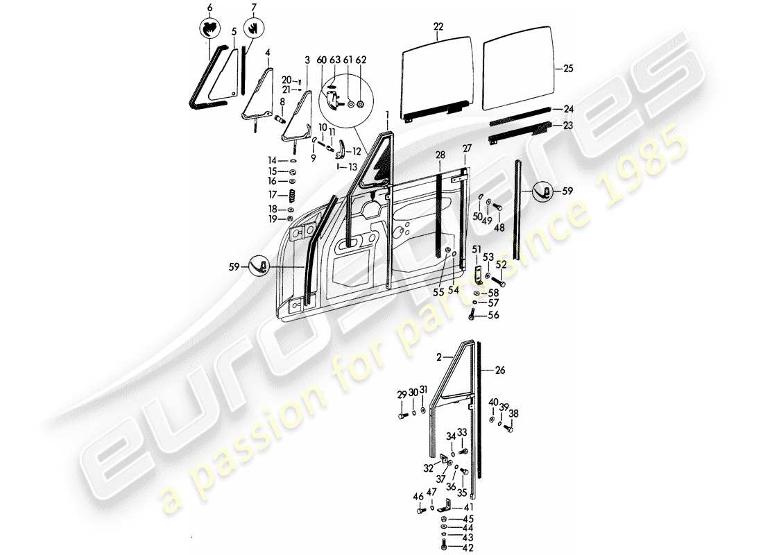 un diagrama de piezas del catálogo de piezas porsche 1965 (356b/356c)